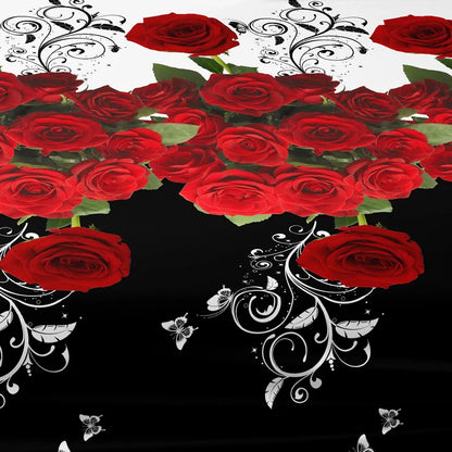 1 piece of delicate red rose patterned frosted bedsheet, bedroom printed bedspread, bedding (excluding pillowcases)