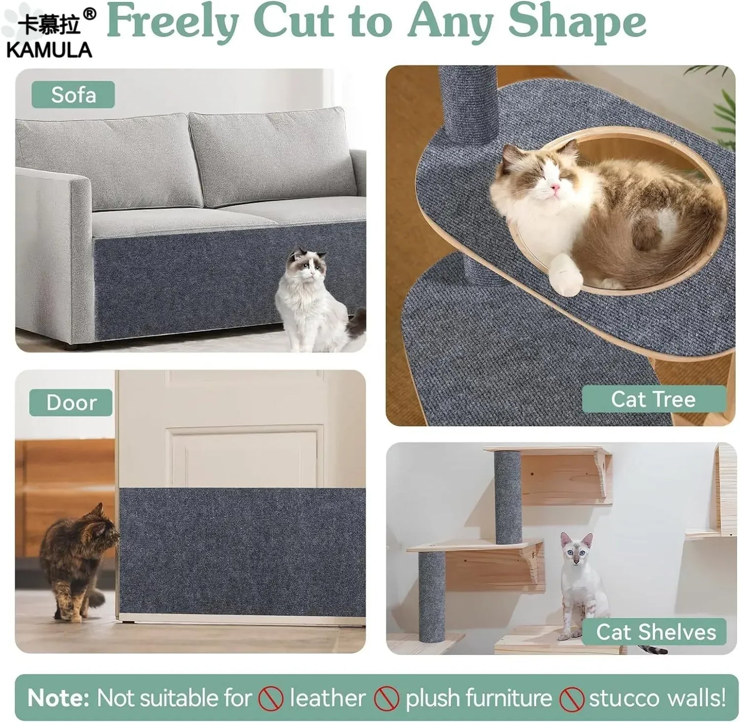 Cat Scratching Mat Self-Adhesive Trimmable Carpet Cat Scratching Post Carpet for Anti-scratching Sofa Furniture Protection