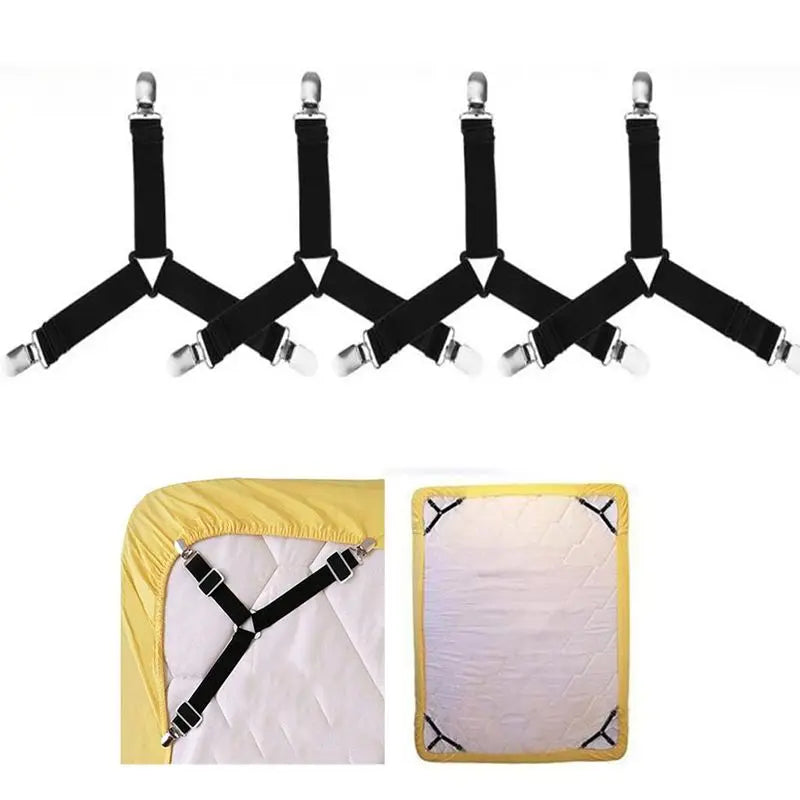 4Pcs/lot Bed Sheet Fasteners Holder Gadgets for Bed Sheet Organizer Mattress Cover Clip For Home Elastic Straps Adjustable Clips